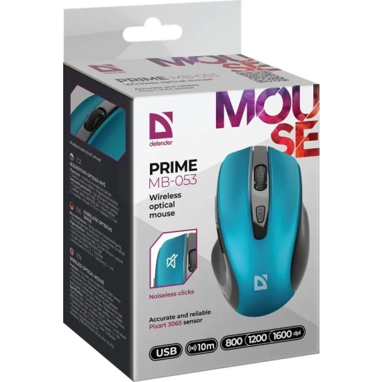 Mysz bezprzewodowa Defender PRIME MB-053 1600 DPI turkusowa