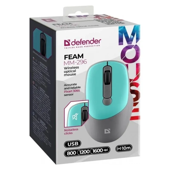 Mysz bezprzewodowa Defender Feam MM-296 turkusowa