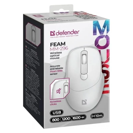 Mysz bezprzewodowa Defender Feam MM-296 biała