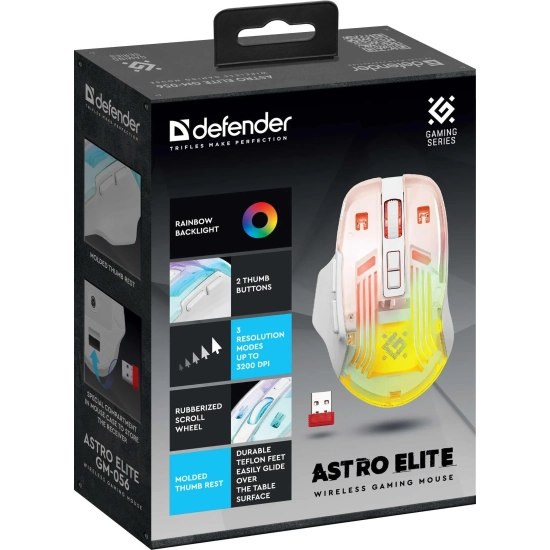 Mysz bezprzewodowa Defender ASTRO ELITE GM-056 3200 DPI przezroczysta