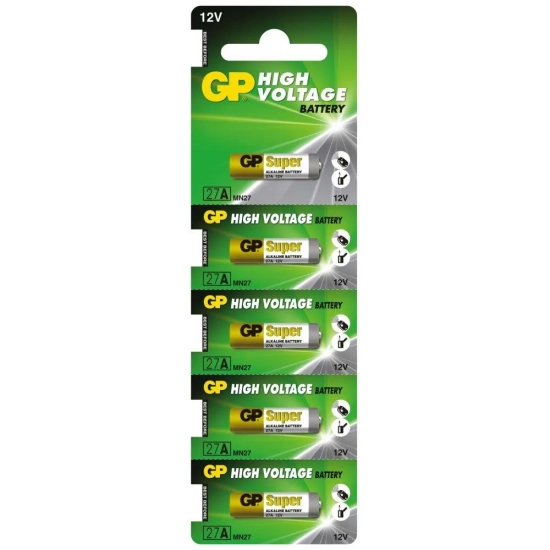 GP bateria alkaliczna 27A MN27 12 V, 5 sztuk — produkt na białym tle