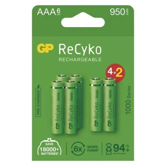 Akumulatorki GP ReCyko AAA 950 mAh B2511V 6 szt.
