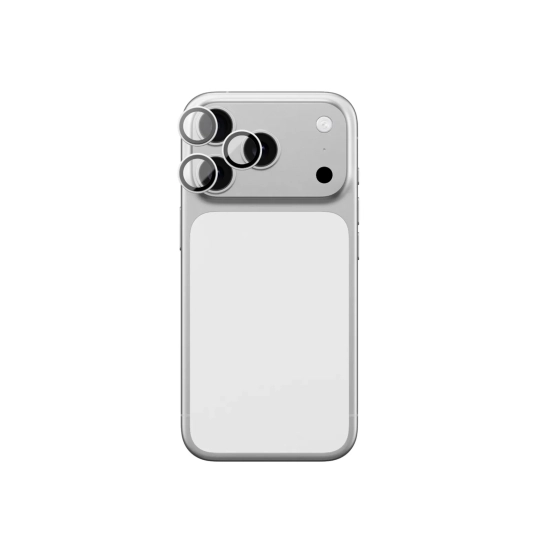 AmazingThing Szkło na aparat do iPhone 17 Pro / Pro Max ze srebrną ramką