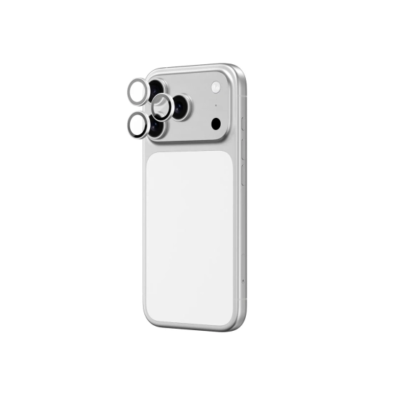 AmazingThing Szkło na aparat do iPhone 17 Pro / Pro Max ze srebrną ramką