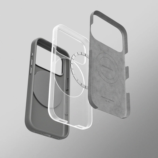 AmazingThing Etui pokrowiec z podstawką na iPhone 17 Pro Cloudie - szary