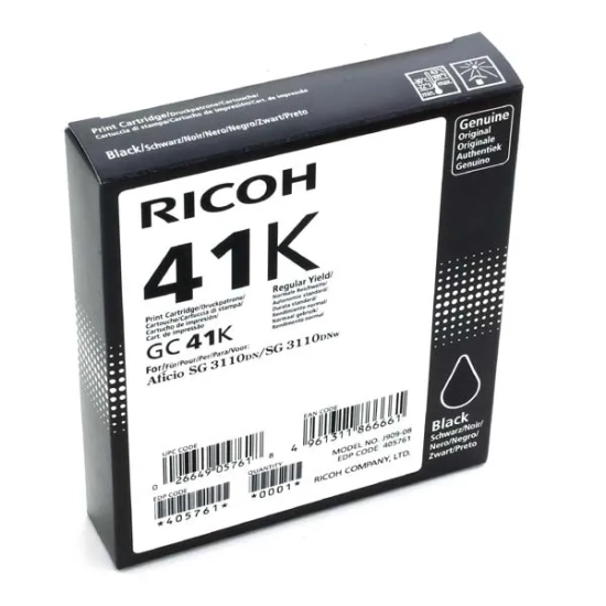 Oryginalny tusz Ricoh wkład żelowy 405761 GC41HK, czarny, 2 500 stron