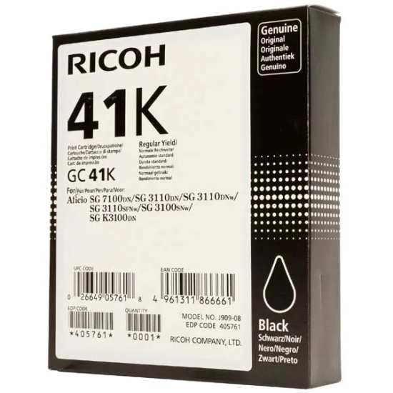 Oryginalny tusz Ricoh wkład żelowy 405761 GC41HK, czarny, 2 500 stron