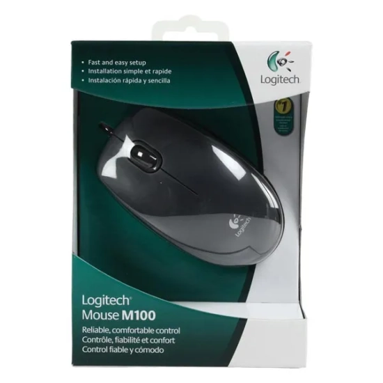 Mysz komputerowa Logitech M100 przewodowa, czarna, 1000 DPI 910-005003