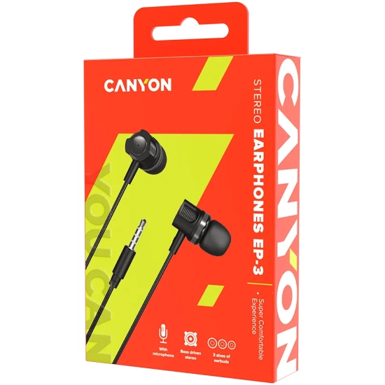 Canyon Słuchawki dokanałowe EP-3 Mik 1.2 m Szare