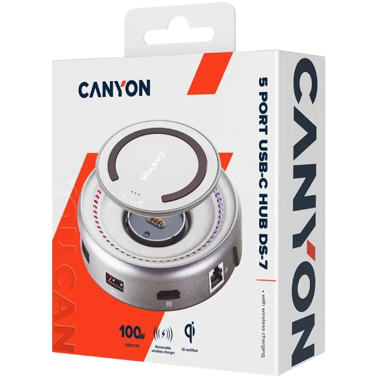 Hub USB-C CANYON DS-7 CNS-TDS07DG 6w1 4K szary
