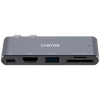 Hub USB-C CANYON DS-5 CNS-TDS05DG 5w1 4K szary