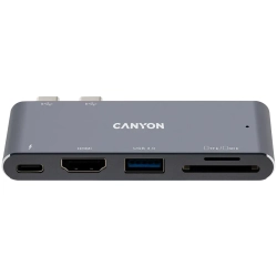 Hub USB-C CANYON DS-5 CNS-TDS05DG 5w1 4K szary