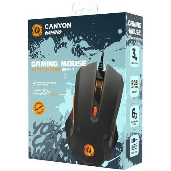 Mysz gamingowa CANYON Star Raider GM-1 RGB czarna
