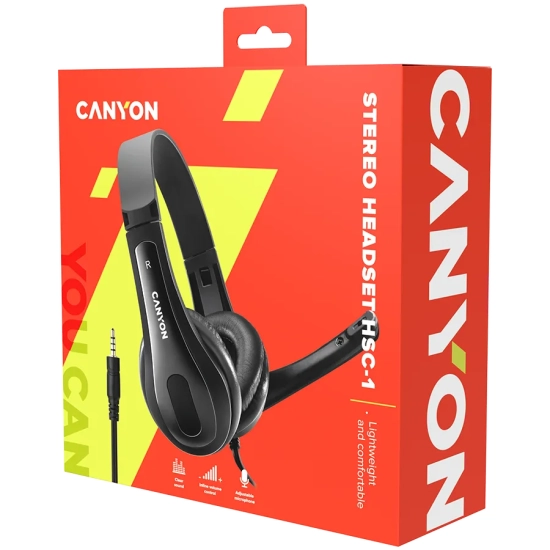 Canyon Zestaw słuchawkowy HSC-1 PC Mik 2 m Czarny