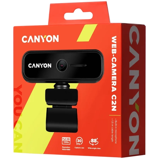 CANYON Kamera internetowa C2N Full HD 1080p Czarna
