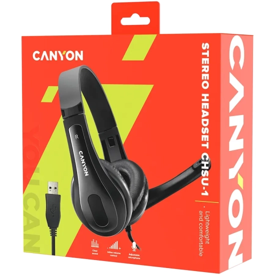 Zestaw słuchawkowy CANYON OnTalk 1 USB-A 2 m czarny
