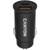 CANYON Ładowarka samoch. C-20-03 PD30W QC3.0 USB-C USB-A Czarna