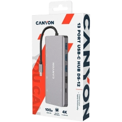 Hub USB-C CANYON DS-12 CNS-TDS12 13w1 4K ciemnoszary