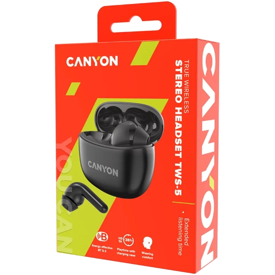 Canyon Słuchawki dokanałowe TWS-5 Etui Czarne