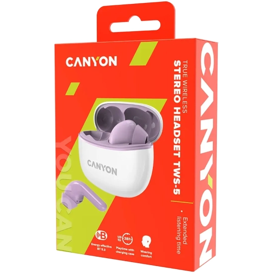 Słuchawki TWS CANYON TWS-5 Bluetooth 5.3 fioletowe