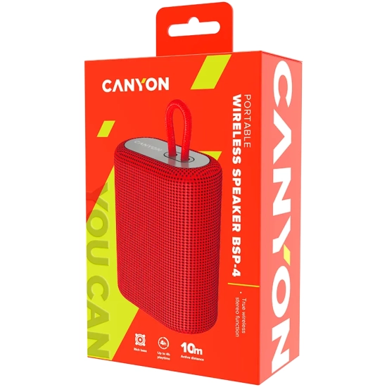 Canyon Głośnik Bluetooth BSP-4 5 W FM czerwony