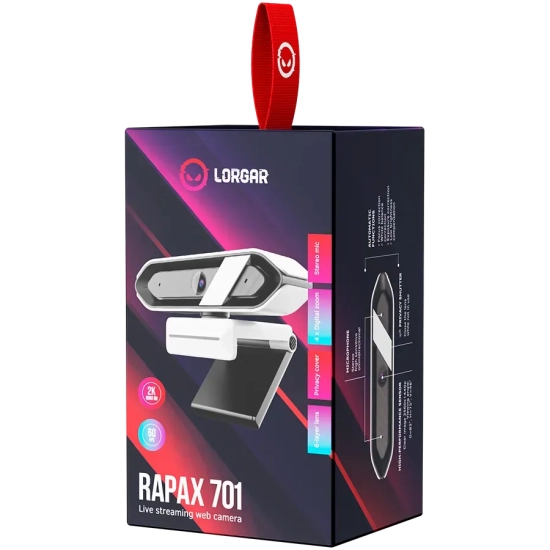 LORGAR Rapax 701, Kamerka Internetowa 2K, Biała