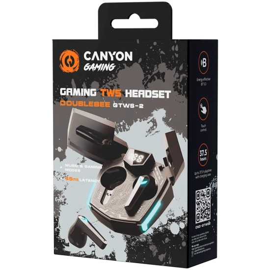 Canyon Słuchawki douszne DoubleBee GTWS-2 Czarne