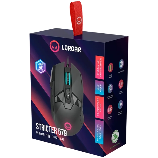 Lorgar Mysz gamingowa Stricter 579 12000 dpi RGB czarna