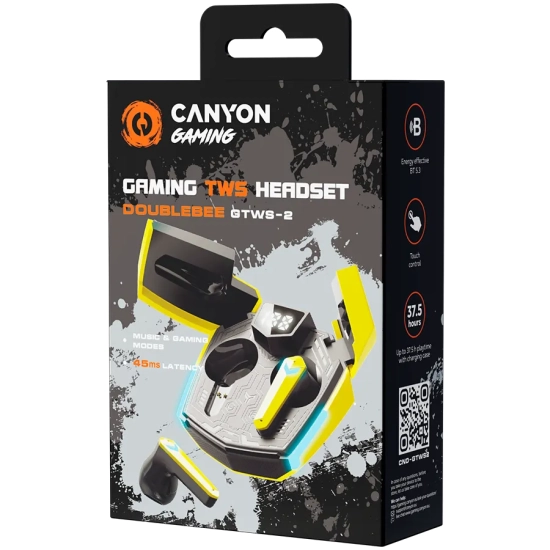 Canyon Słuchawki douszne DoubleBee GTWS-2 Żółte