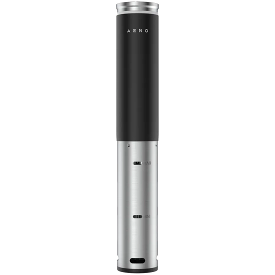 AENO SV1 ASV0001 – czarno-srebrny cyrkulator sous vide z wyświetlaczem LCD i panelem sterowania.