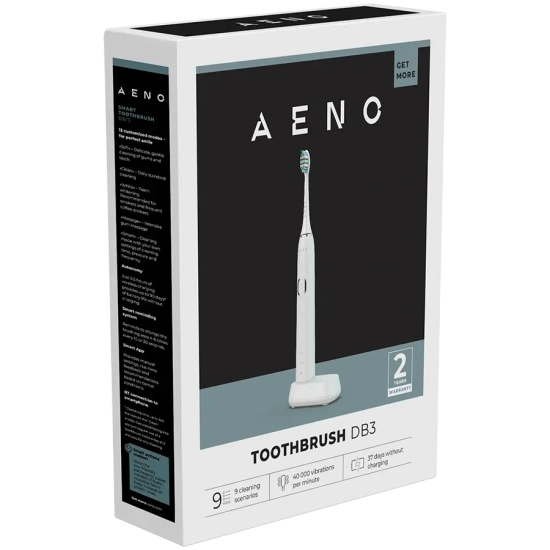 AENO DB3 Szczoteczka soniczna 46000 RPM 9 trybów 40 dni IPX7 biała