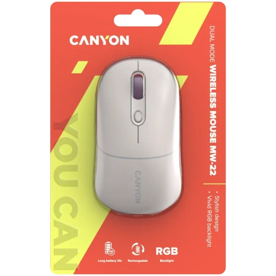 Mysz bezprzewodowa Canyon MW-22 CNS-CMSW22RC beżowa