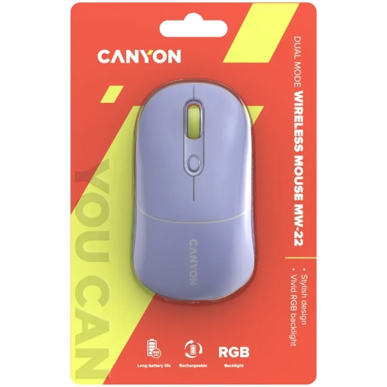 Mysz bezprzewodowa Canyon MW-22 CNS-CMSW22ML fioletowa