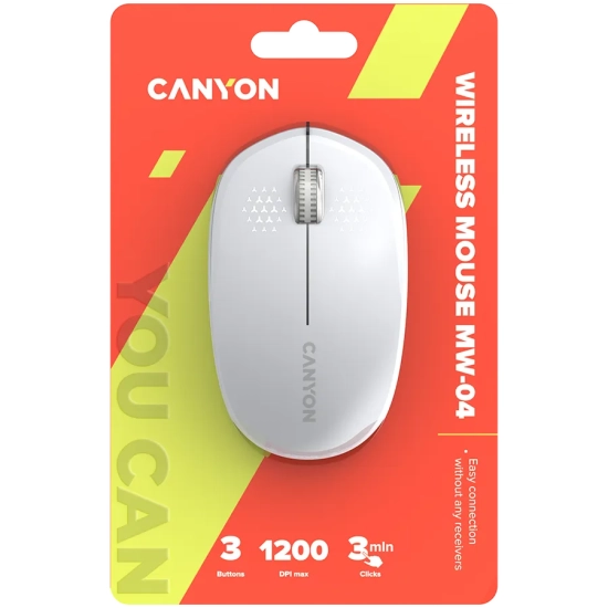 CANYON Mysz bezprzewodowa MW-04 Oburęczna BT Biała