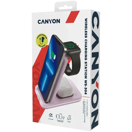 Canyon WS-304 ładowarka 3w1 Iced Pink CNS-WCS304IP