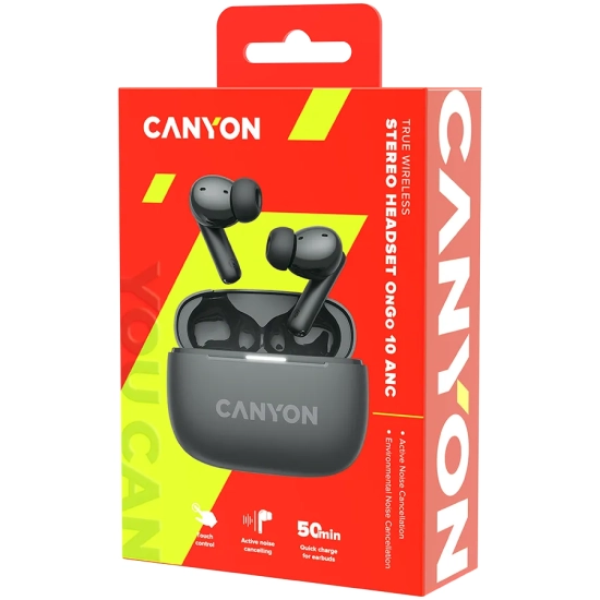 Canyon Słuchawki dokanałowe OnGo 10 ANC i ENC Szare