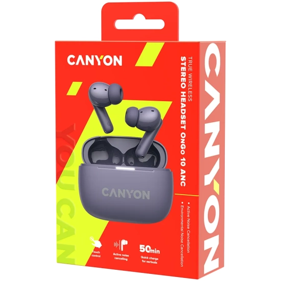 Canyon Słuchawki dokanałowe OnGo 10 ANC i ENC Fioletowe