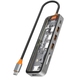 Hub USB-C CANYON DS-13 CNS-TDS13 7w1 4K szary