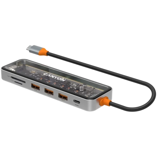Hub USB-C CANYON DS-13 CNS-TDS13 7w1 4K szary