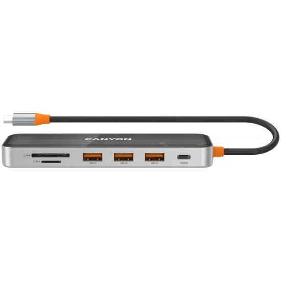 Hub USB-C CANYON DS-13 CNS-TDS13 7w1 4K szary