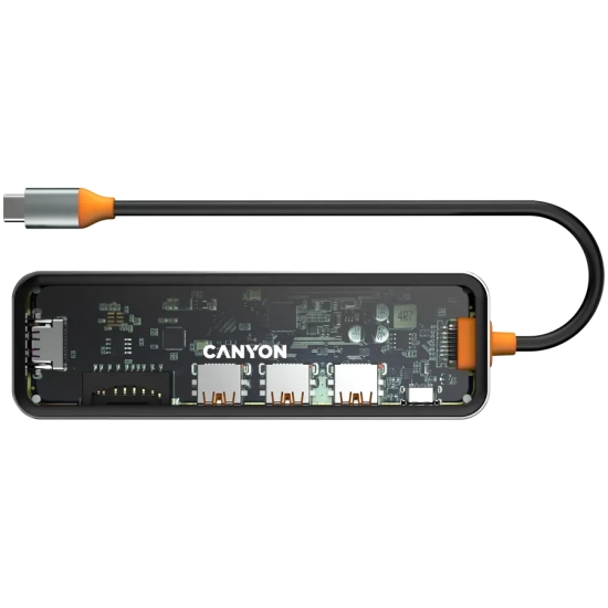 Hub USB-C CANYON DS-13 CNS-TDS13 7w1 4K szary
