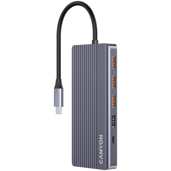 Hub USB-C CANYON DS-16 CNS-TDS16 13w1 4K szary