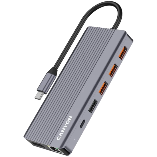Hub USB-C CANYON DS-16 CNS-TDS16 13w1 4K szary