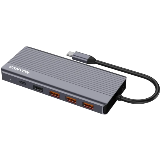 Hub USB-C CANYON DS-16 CNS-TDS16 13w1 4K szary