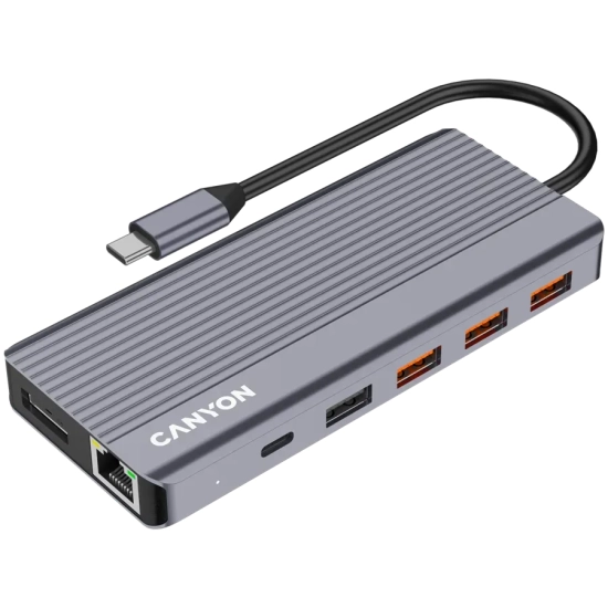 Hub USB-C CANYON DS-16 CNS-TDS16 13w1 4K szary