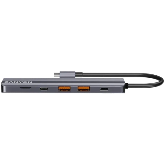 Hub USB-C CANYON DS-17 CNS-TDS17 6w1 4K szary