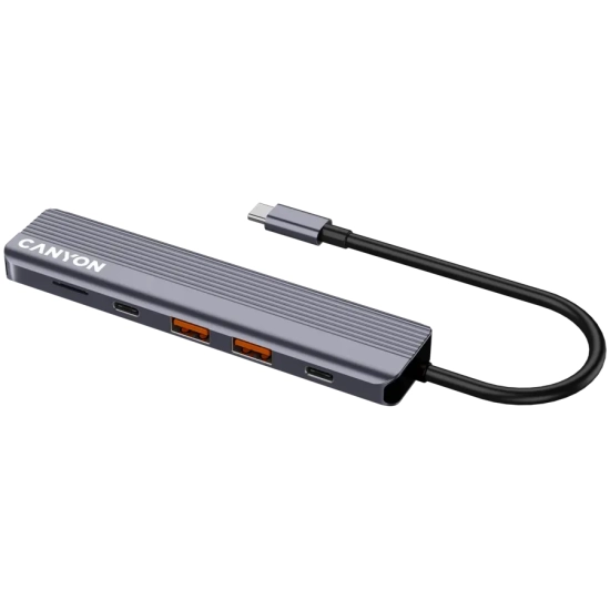 Hub USB-C CANYON DS-17 CNS-TDS17 6w1 4K szary