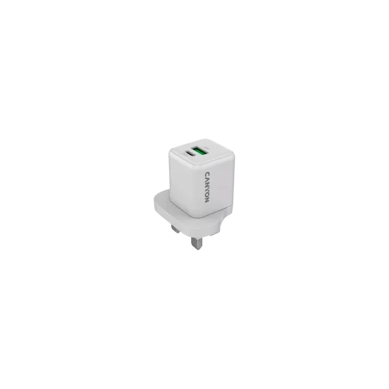 Canyon Ładowarka CU20AC GaN 20 W USB-C USB-A UK biała