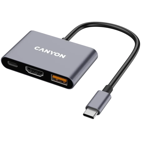 Hub USB-C CANYON DS-4 CNS-TDS4 3w1 4K szary
