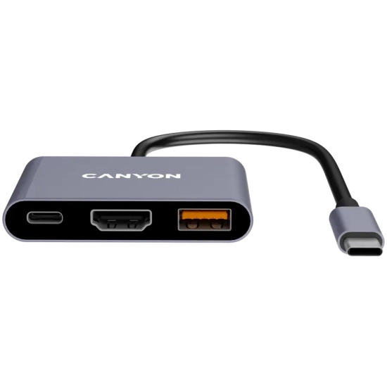 Hub USB-C CANYON DS-4 CNS-TDS4 3w1 4K szary
